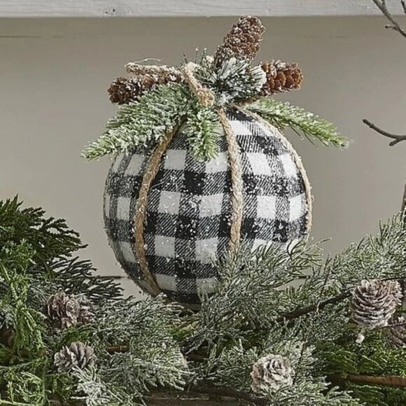 NEW RAZ Buffalo Plaid Frosted 8 inch Ornament - Picture 2 of 2